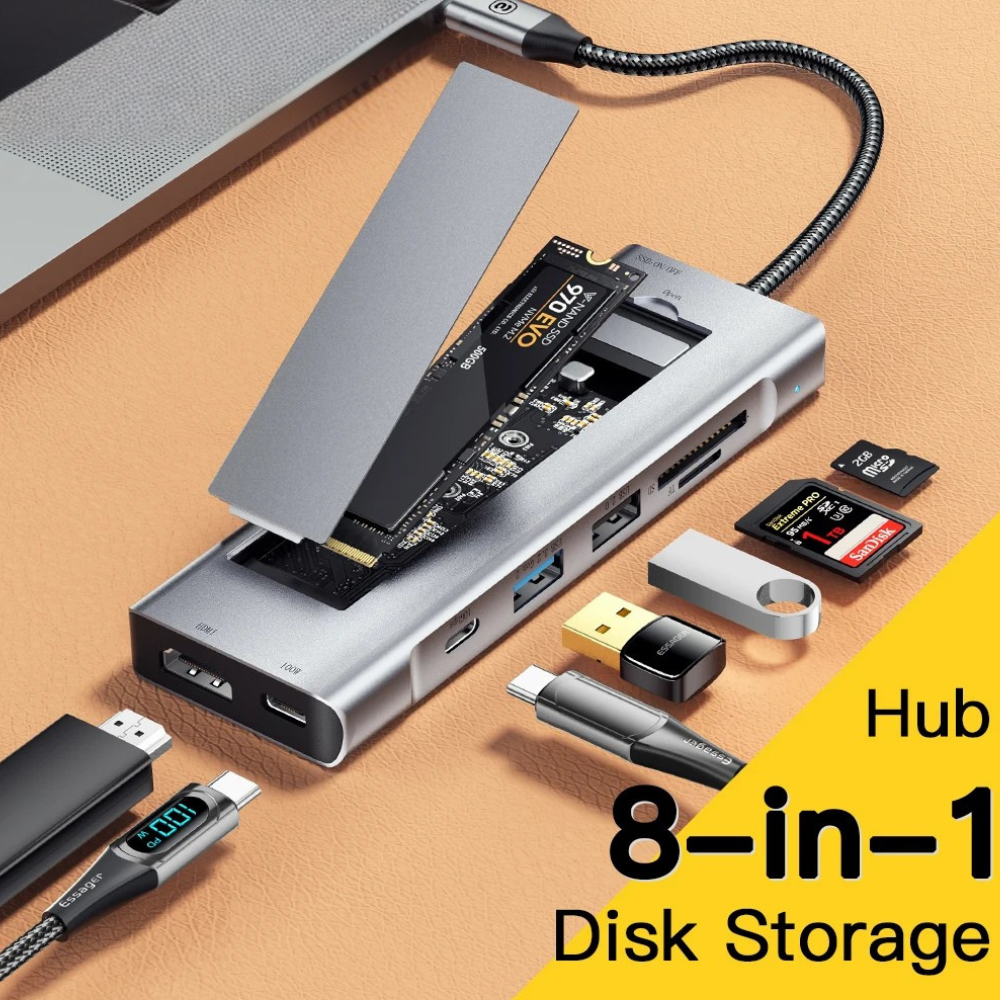 8-in-1 USB Hub With Disk Storage