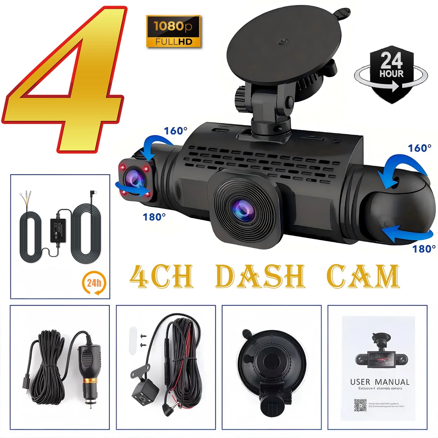 4 Channel Black Box Driving Camera