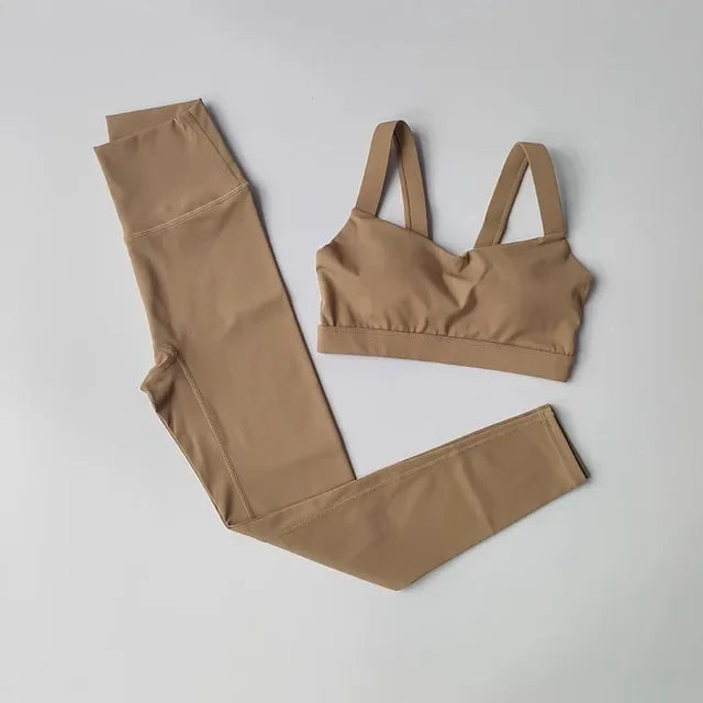Women's Sports Bra High Waist Leggings Set