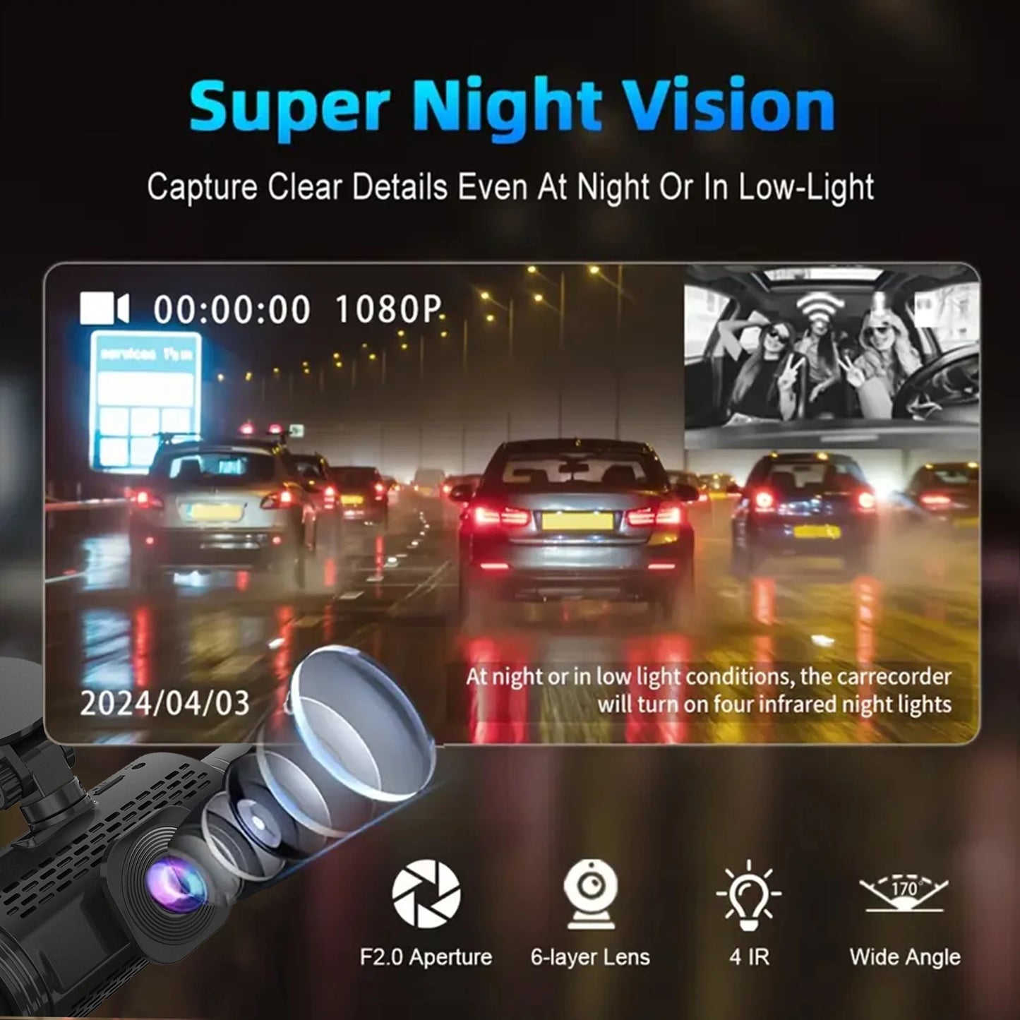 4 Channel Black Box Driving Camera