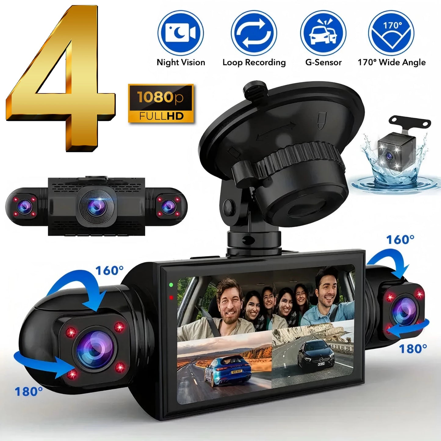 4 Channel Black Box Driving Camera