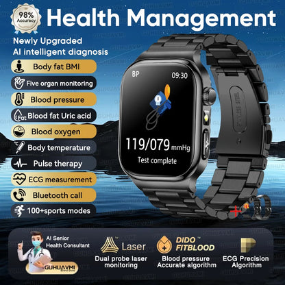 2026 New Accurate Measurement Uric Acid Blood Lipids Smartwatches Body Fat Measure Call Sports Health Smart Watch For Men Women