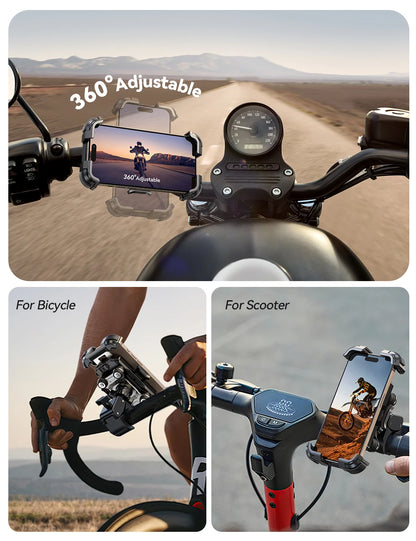 Joyroom Motorcycle Phone Holder Anti Vibration Phone Mount for Motorcycle Handlebar Bike Phone Mount for iPhone for 4.7-7” Phone