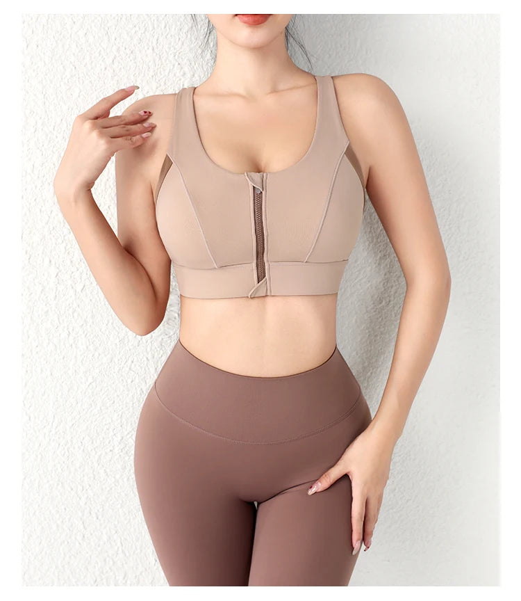 One-Piece Front Zipper Yoga Sports Bra