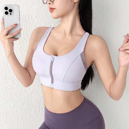 One-Piece Front Zipper Yoga Sports Bra