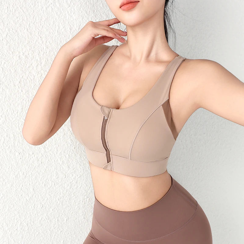 One-Piece Front Zipper Yoga Sports Bra