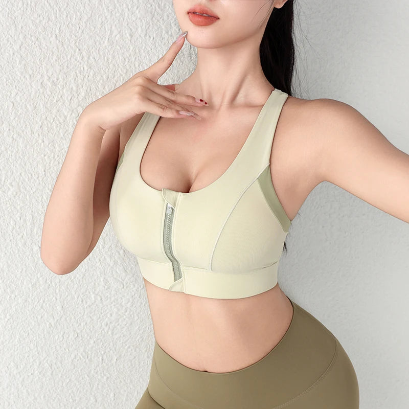 One-Piece Front Zipper Yoga Sports Bra
