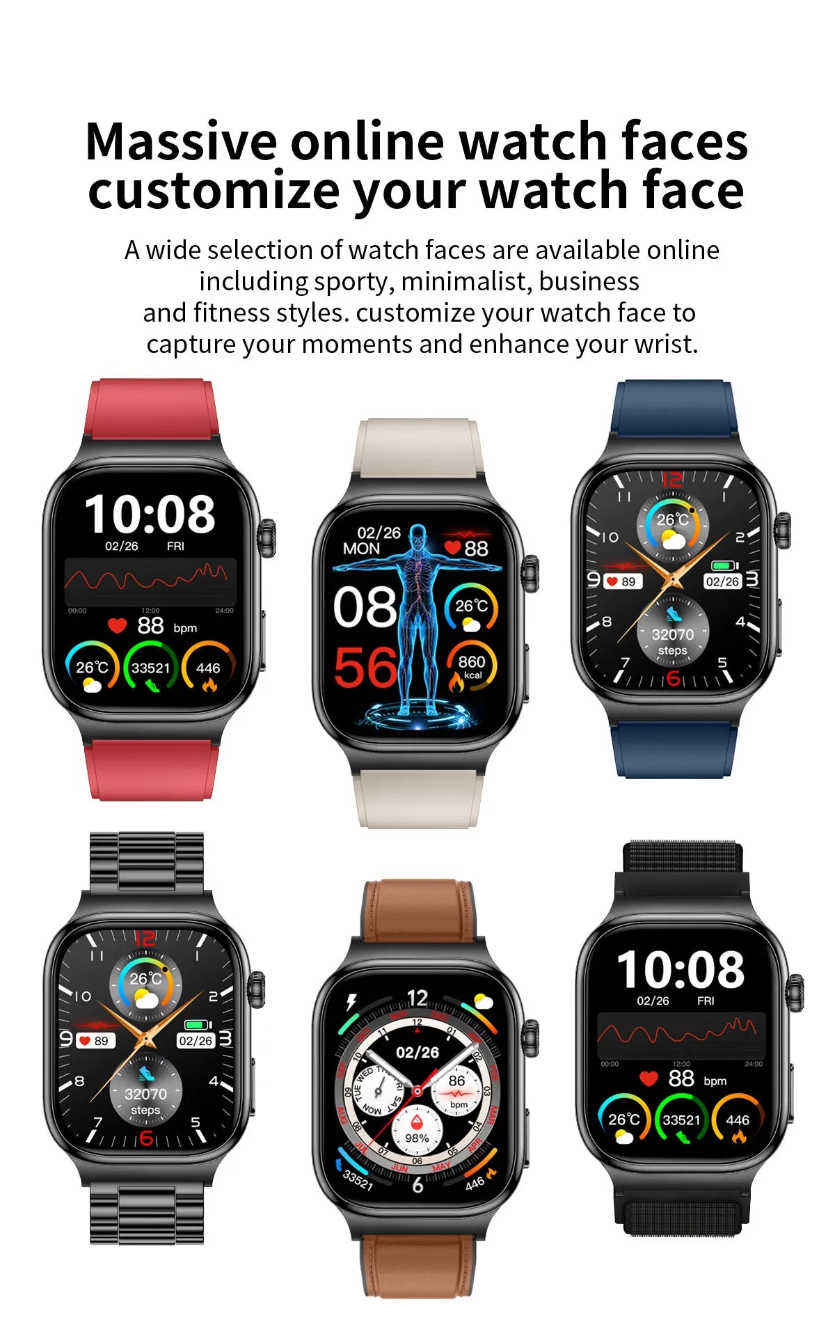 2026 New Accurate Measurement Uric Acid Blood Lipids Smartwatches Body Fat Measure Call Sports Health Smart Watch For Men Women