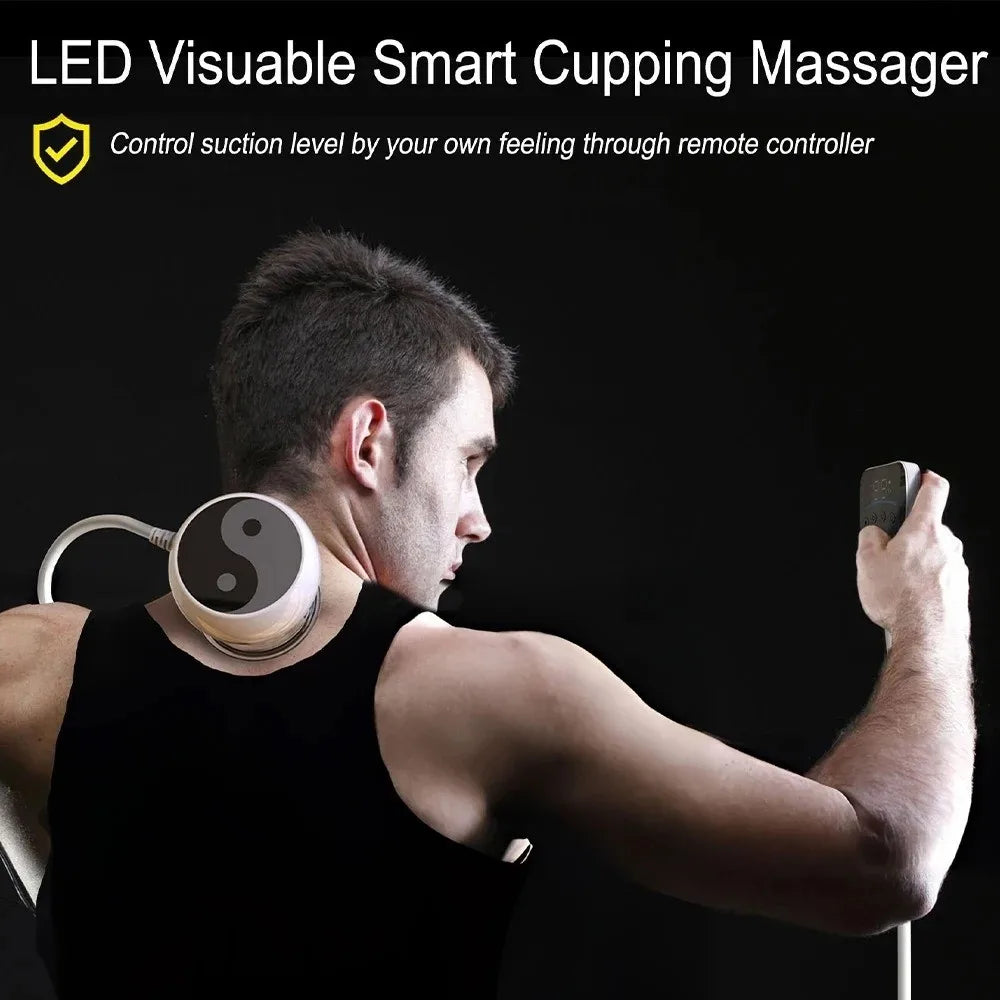 Visual Display Smart LCD Massager Electric Heating Remote Controller Vacuum Cupping Massager Suction Cup LCD Screen