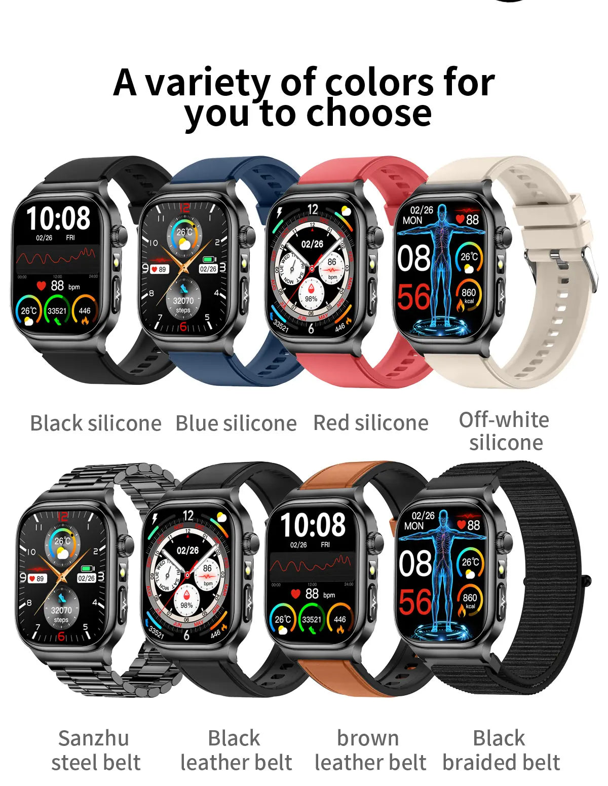 2026 New Accurate Measurement Uric Acid Blood Lipids Smartwatches Body Fat Measure Call Sports Health Smart Watch For Men Women