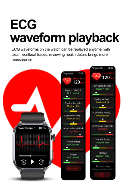 2025 New Accurate ECG Smart Watch Heart Health Analysis Blood analysis Blood Lipid Blood Pressure BT call Smart Watches For Men