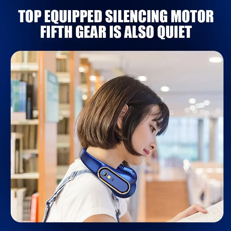 Digital Display Bladeless Neckband Fan