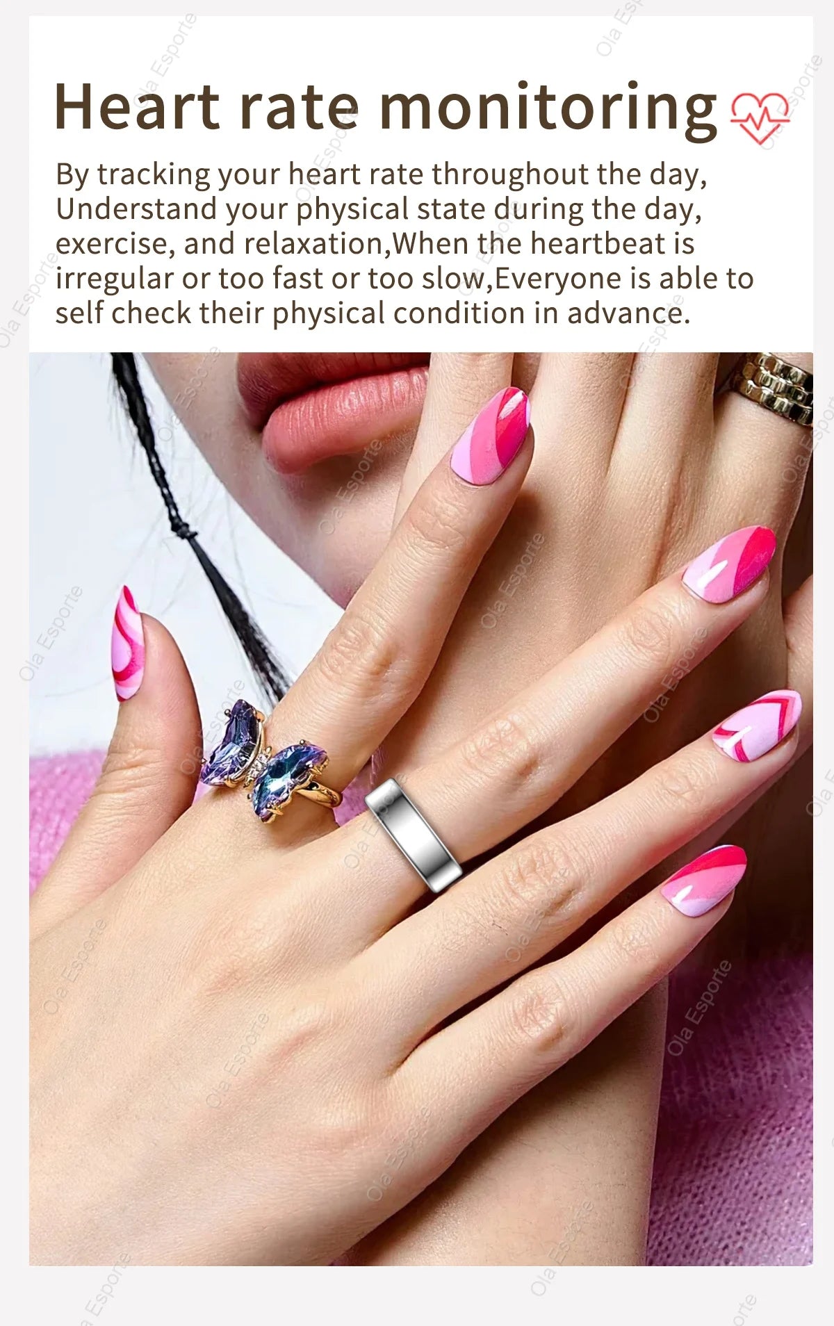 Smart Ring Blood Pressure Sleep Health Monitoring Multi-sport Mode smartring IP68 Waterproof Remote Care Men Women