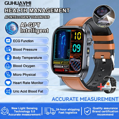 2025 New Accurate ECG Smart Watch Heart Health Analysis Blood analysis Blood Lipid Blood Pressure BT call Smart Watches For Men