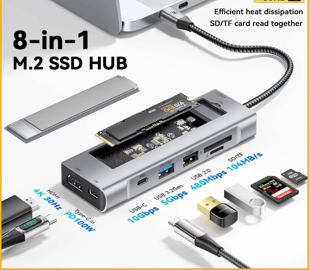 8-in-1 USB Hub With Disk Storage