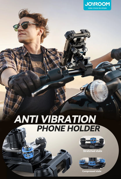 Joyroom Motorcycle Phone Holder Anti Vibration Phone Mount for Motorcycle Handlebar Bike Phone Mount for iPhone for 4.7-7” Phone
