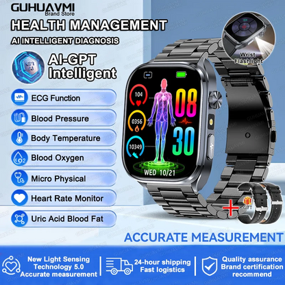 2025 New Accurate ECG Smart Watch Heart Health Analysis Blood analysis Blood Lipid Blood Pressure BT call Smart Watches For Men