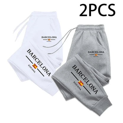 2 in 1 Sweatpants for Man Fall Winter Casual Sporty Jogger Pants Barcelona Fashion Print Trousers Home Outdoor Comfort Bottoms