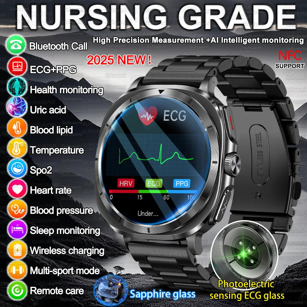 2025 New For XIAOMI Health Watch Uric Acid Blood Pressure Blood oxygen Body Analysis Body Fat SmartWatch ECG+PPG Clock Women Men