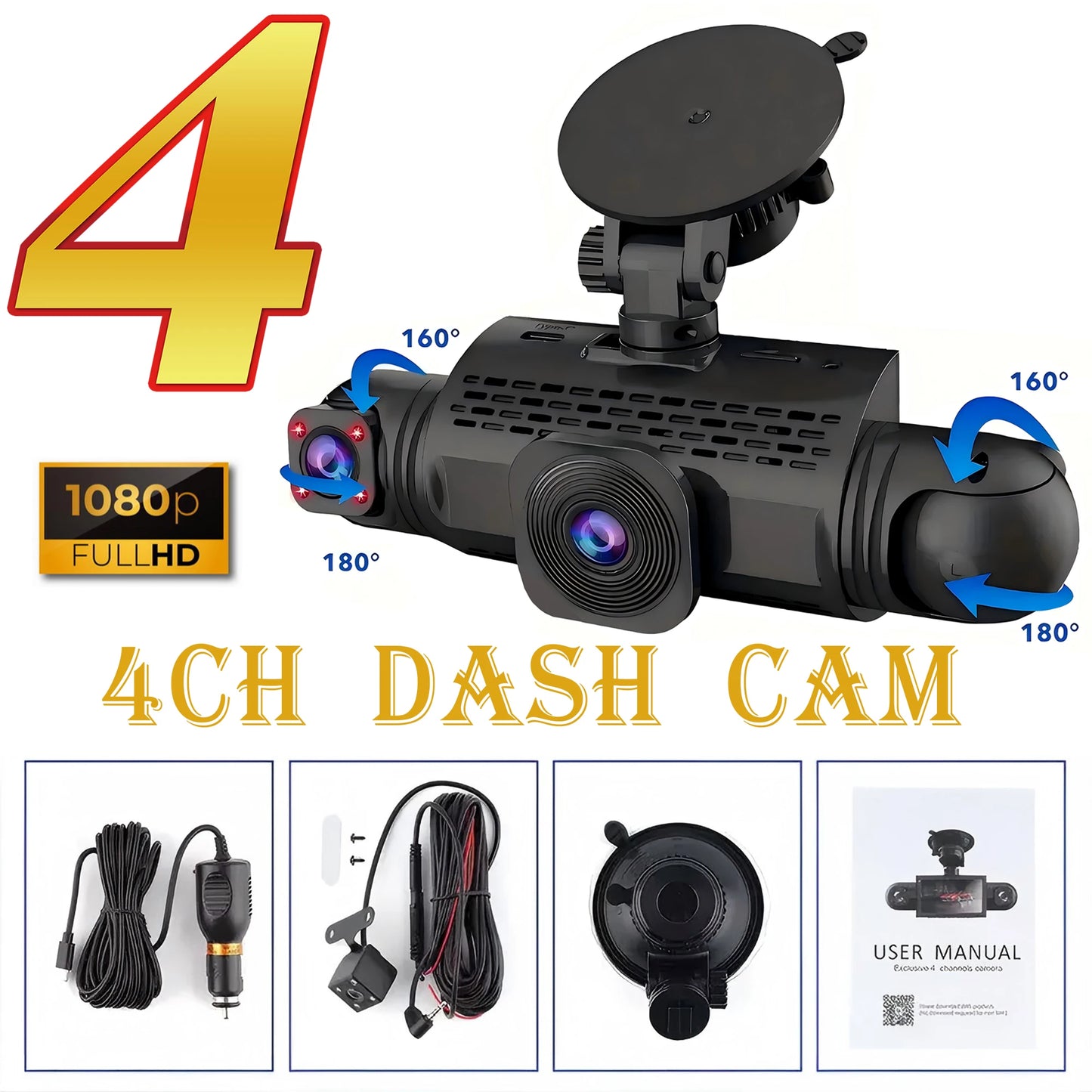 4 Channel Black Box Driving Camera