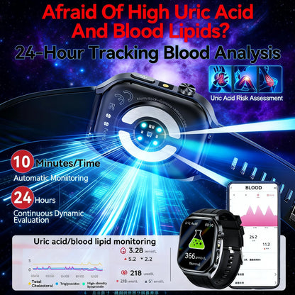 2026 New Accurate Measurement Uric Acid Blood Lipids Smartwatches Body Fat Measure Call Sports Health Smart Watch For Men Women
