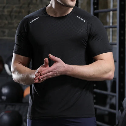 Men Thin Ice Silk Short-Sleeved Sports T-shirt