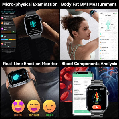 2025 New Accurate ECG Smart Watch Heart Health Analysis Blood analysis Blood Lipid Blood Pressure BT call Smart Watches For Men