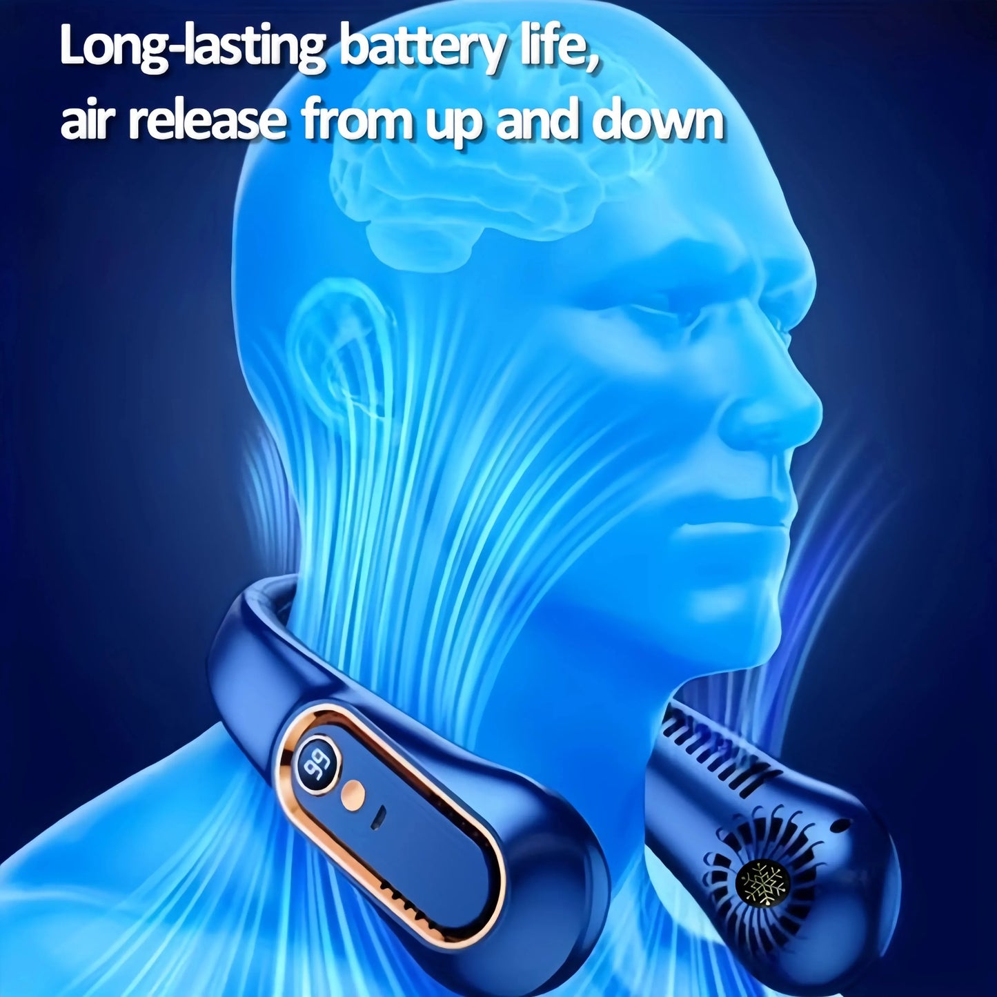 Digital Display Bladeless Neckband Fan