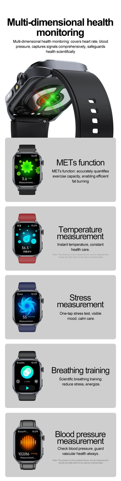 2025 New Accurate ECG Smart Watch Heart Health Analysis Blood analysis Blood Lipid Blood Pressure BT call Smart Watches For Men