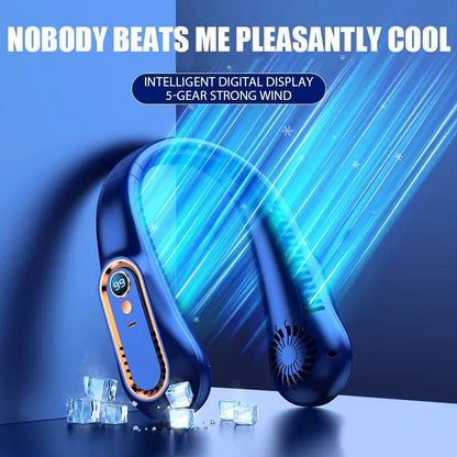 Digital Display Bladeless Neckband Fan