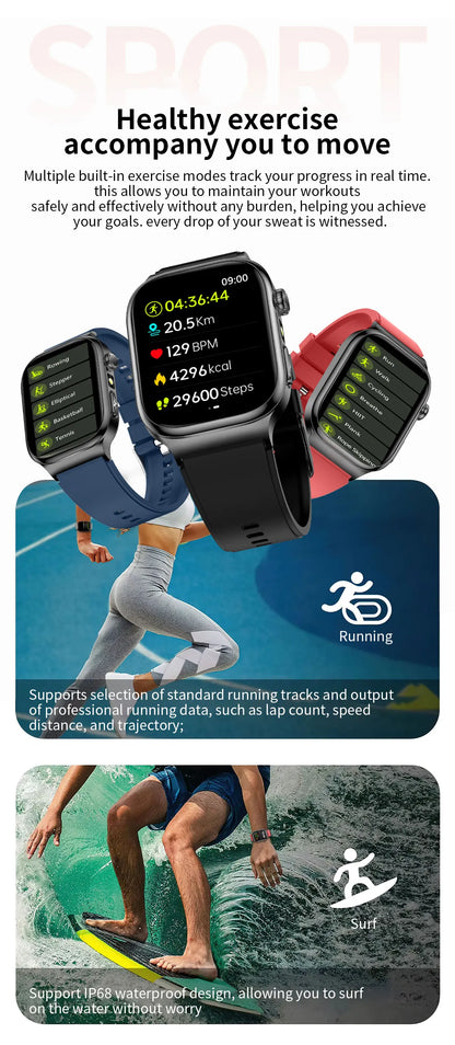 2026 New Accurate Measurement Uric Acid Blood Lipids Smartwatches Body Fat Measure Call Sports Health Smart Watch For Men Women