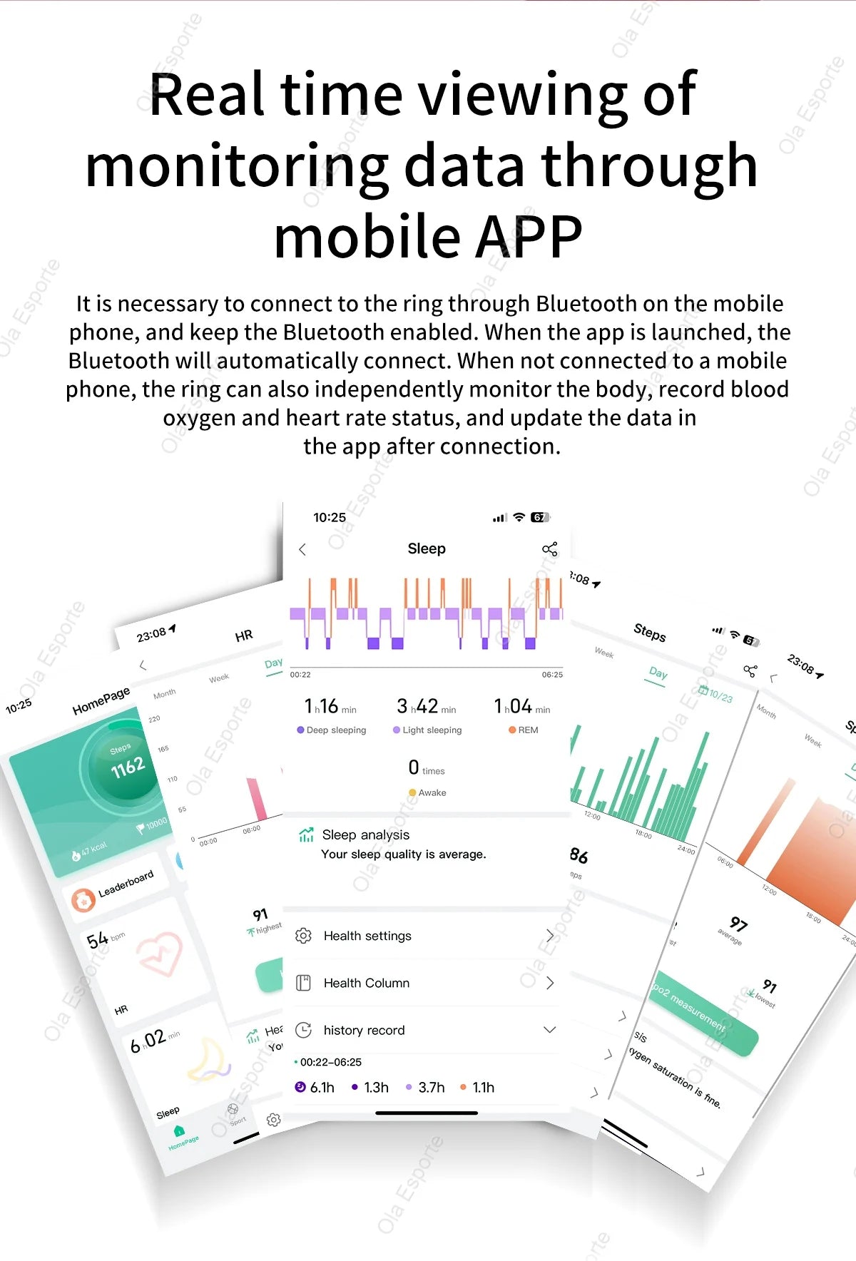 Smart Ring Blood Pressure Sleep Health Monitoring Multi-sport Mode smartring IP68 Waterproof Remote Care Men Women