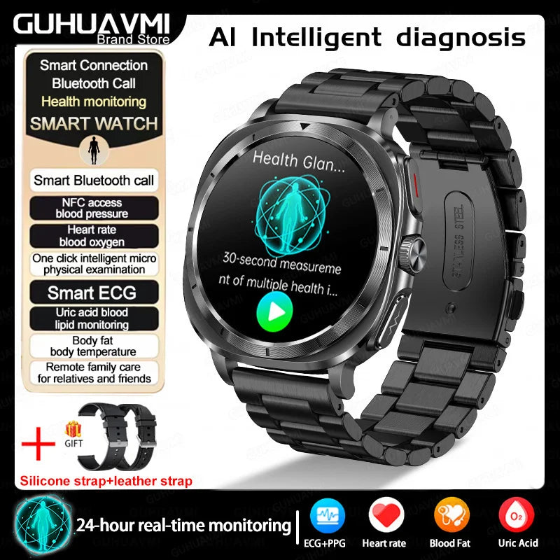 2025 New For XIAOMI Health Watch Uric Acid Blood Pressure Blood oxygen Body Analysis Body Fat SmartWatch ECG+PPG Clock Women Men