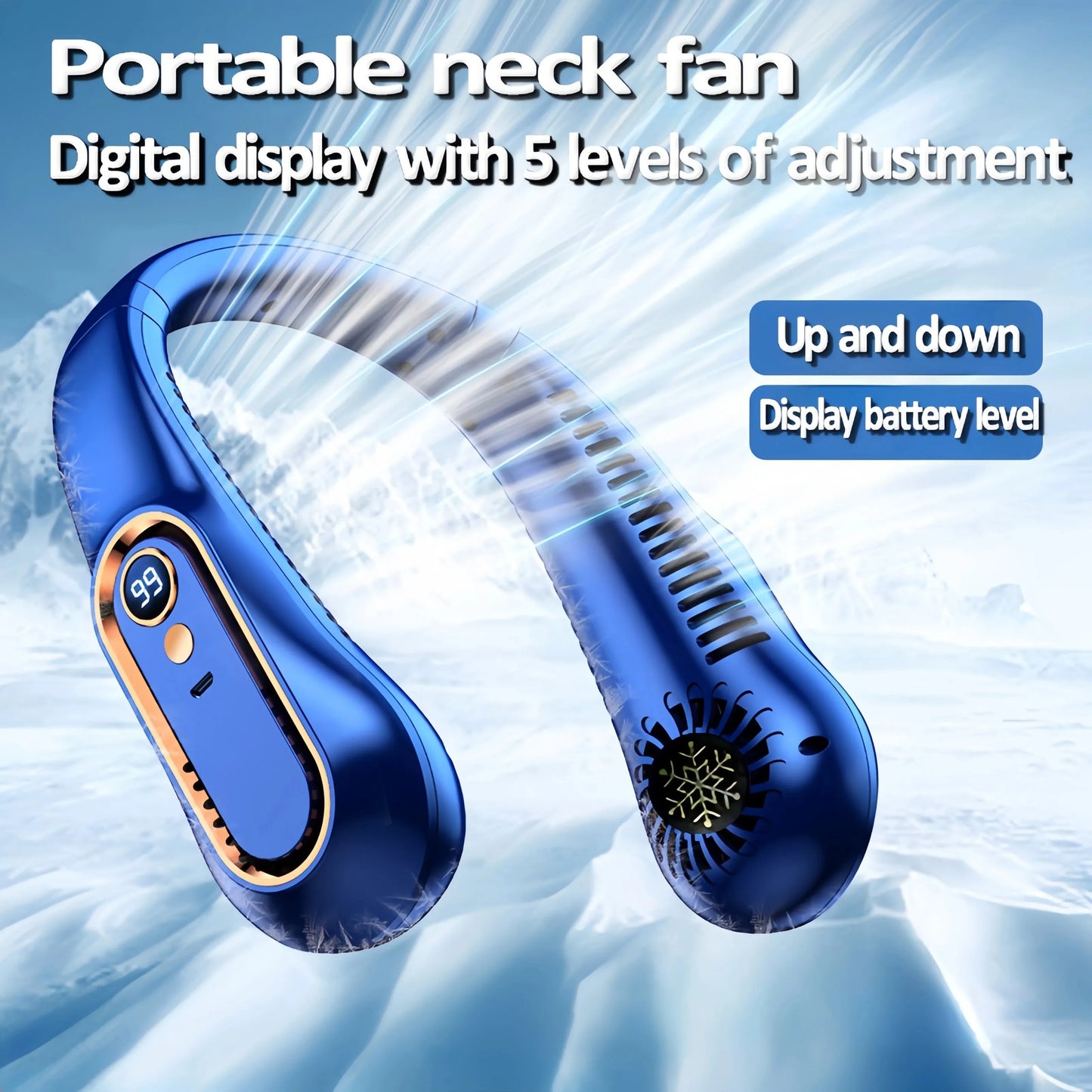 Digital Display Bladeless Neckband Fan