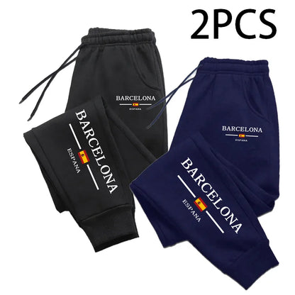 2 in 1 Sweatpants for Man Fall Winter Casual Sporty Jogger Pants Barcelona Fashion Print Trousers Home Outdoor Comfort Bottoms