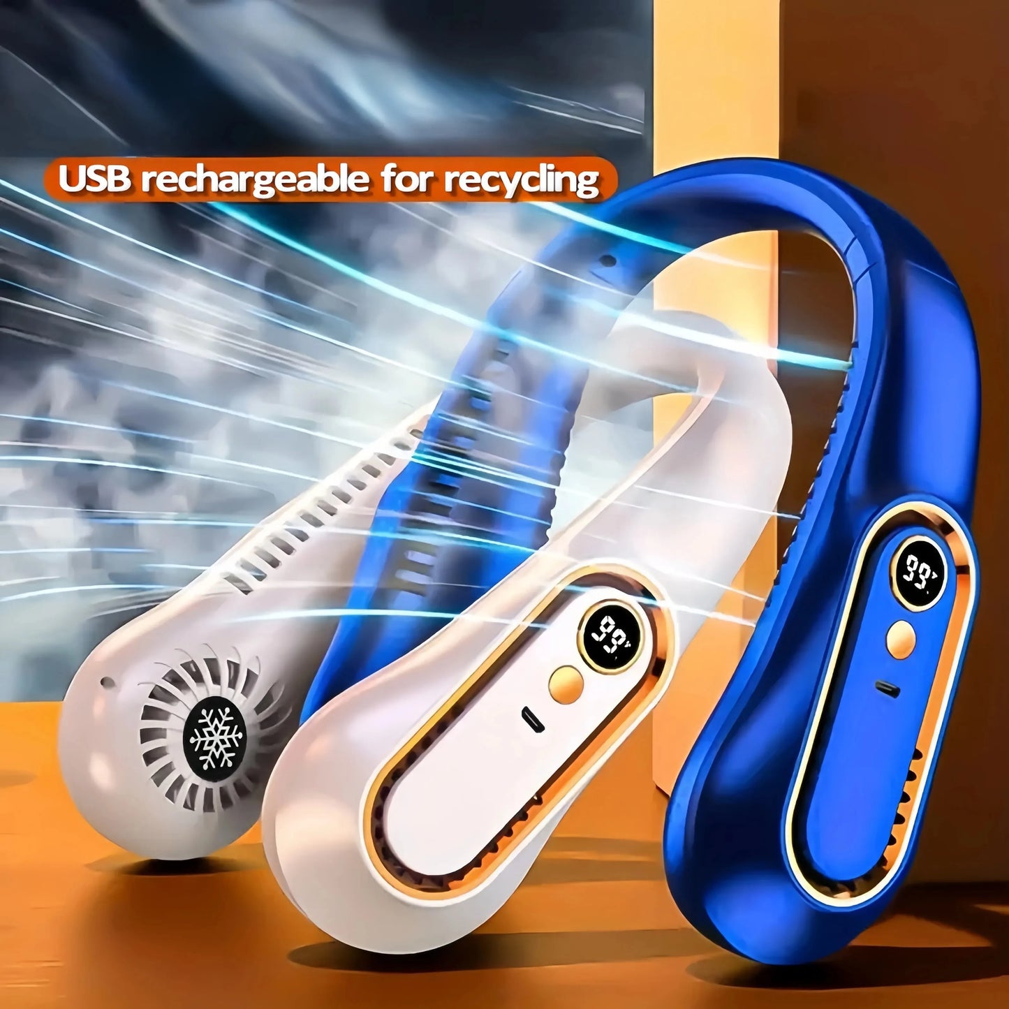 Digital Display Bladeless Neckband Fan