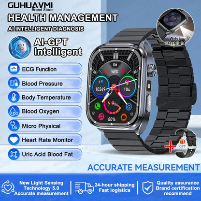 2025 New Accurate ECG Smart Watch Heart Health Analysis Blood analysis Blood Lipid Blood Pressure BT call Smart Watches For Men
