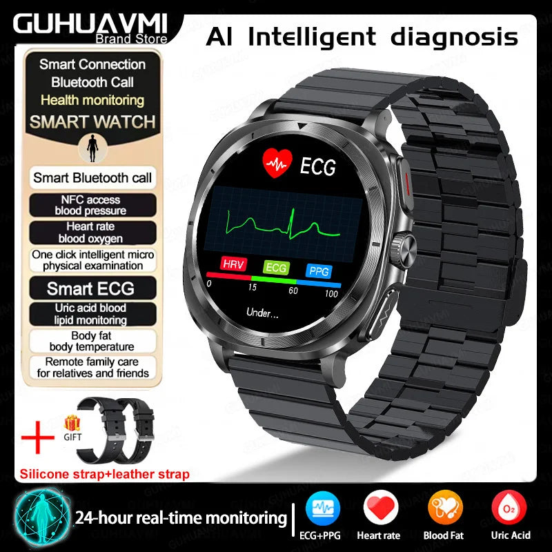 2025 New For XIAOMI Health Watch Uric Acid Blood Pressure Blood oxygen Body Analysis Body Fat SmartWatch ECG+PPG Clock Women Men