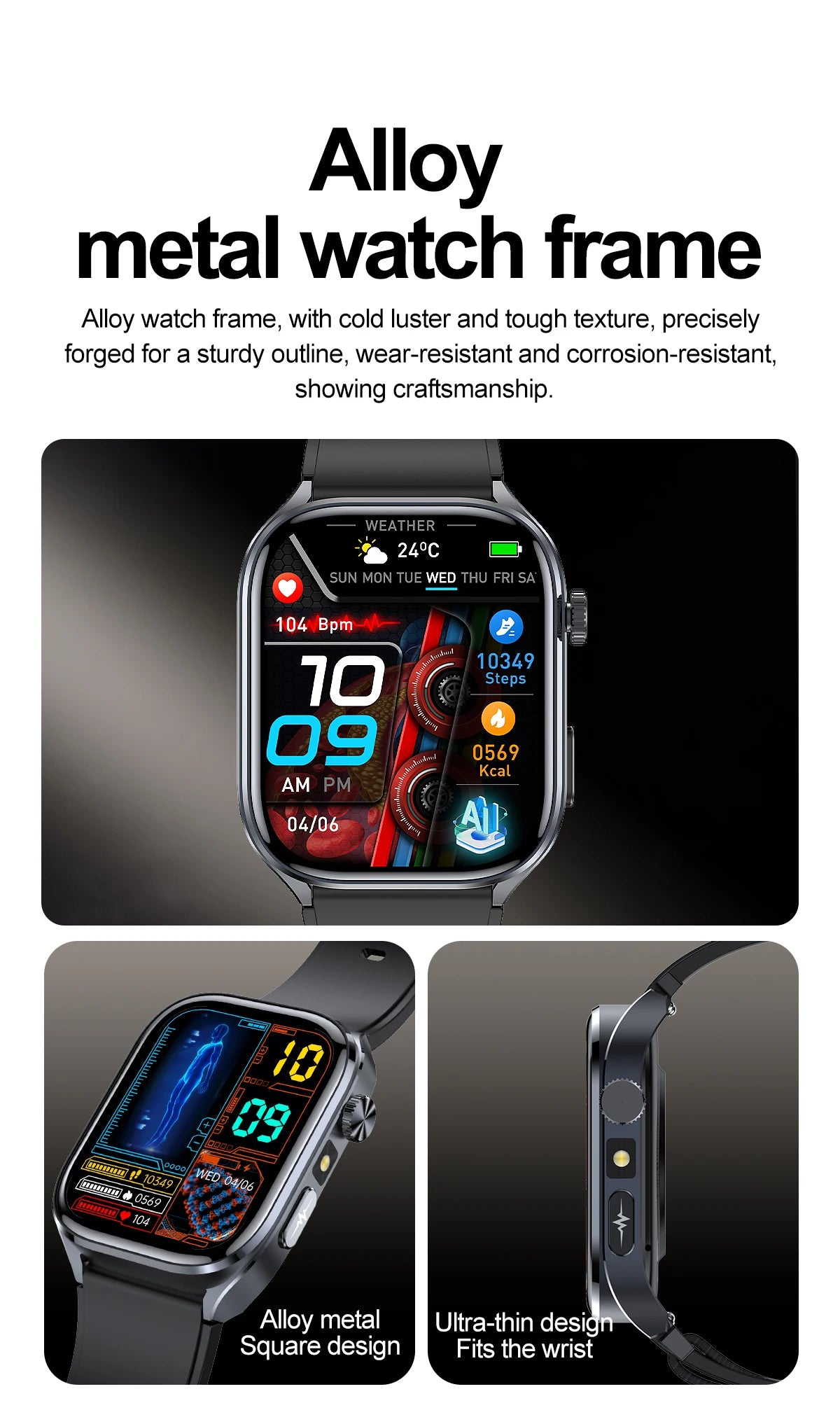2025 New Accurate ECG Smart Watch Heart Health Analysis Blood analysis Blood Lipid Blood Pressure BT call Smart Watches For Men