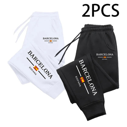 2 in 1 Sweatpants for Man Fall Winter Casual Sporty Jogger Pants Barcelona Fashion Print Trousers Home Outdoor Comfort Bottoms