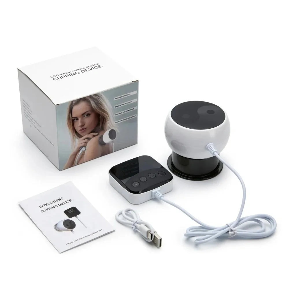 Visual Display Smart LCD Massager Electric Heating Remote Controller Vacuum Cupping Massager Suction Cup LCD Screen