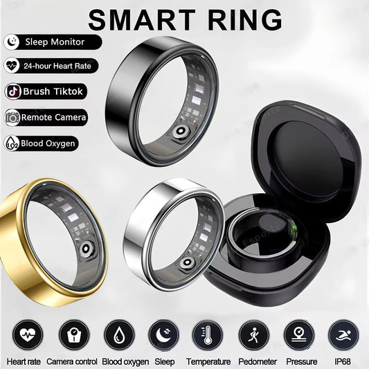 Smart Ring Blood Pressure Sleep Health Monitoring Multi-sport Mode smartring IP68 Waterproof Remote Care Men Women