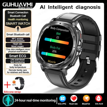 2025 New For XIAOMI Health Watch Uric Acid Blood Pressure Blood oxygen Body Analysis Body Fat SmartWatch ECG+PPG Clock Women Men