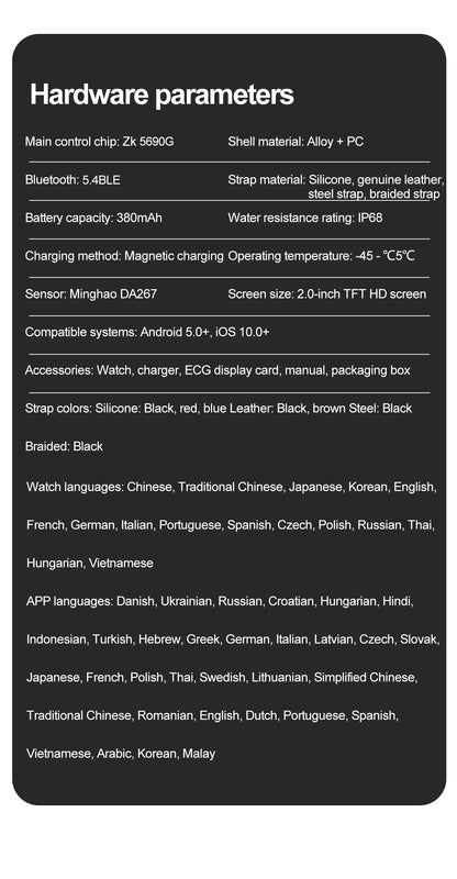 2025 New Accurate ECG Smart Watch Heart Health Analysis Blood analysis Blood Lipid Blood Pressure BT call Smart Watches For Men