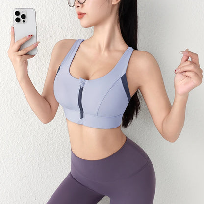 One-Piece Front Zipper Yoga Sports Bra