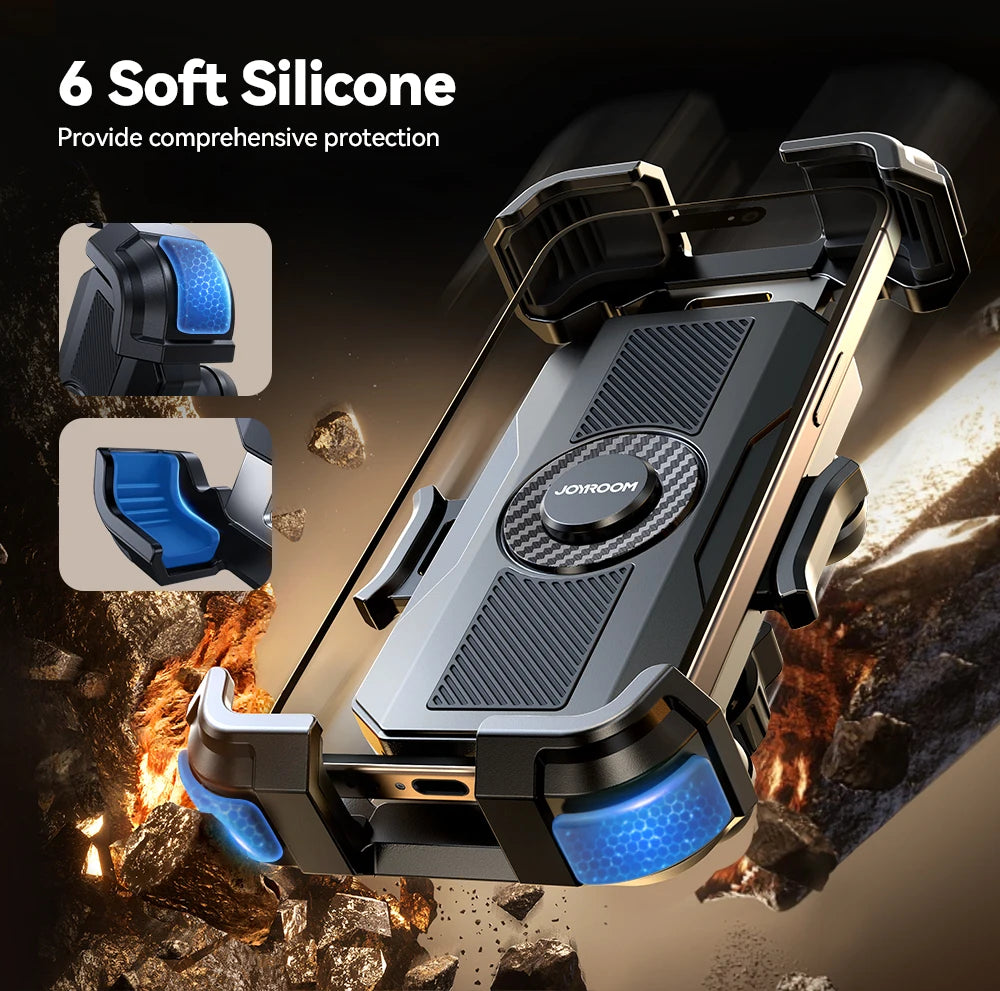 Joyroom Motorcycle Phone Holder Anti Vibration Phone Mount for Motorcycle Handlebar Bike Phone Mount for iPhone for 4.7-7” Phone