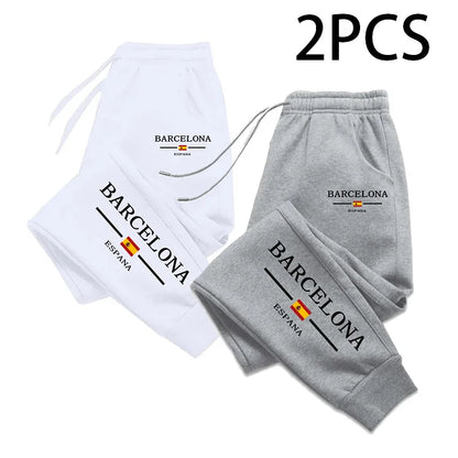 2 in 1 Sweatpants for Man Fall Winter Casual Sporty Jogger Pants Barcelona Fashion Print Trousers Home Outdoor Comfort Bottoms