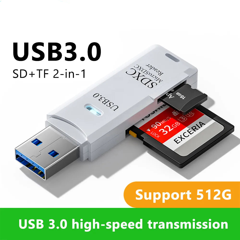 2 in 1 USB 3.0 Card Reader Micro TF Sd Card Reader